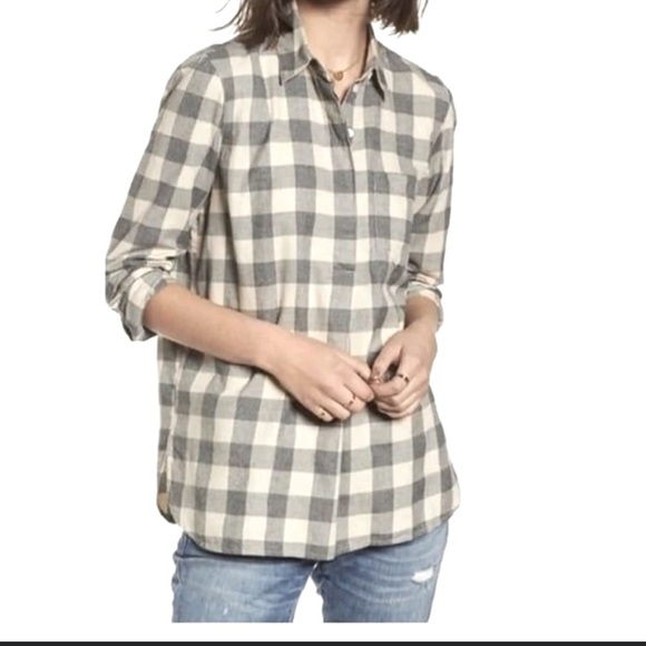 MADEWELL Classic Ex-Boyfriend Button-Back Shirt in Buffalo Check Size S. - Picture 1 of 6